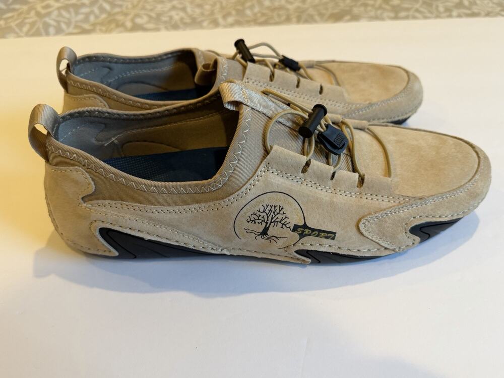 Men's Beige Suede Slip On Loafers Toggle Lace Casual Driving Shoes EU 46 US 12